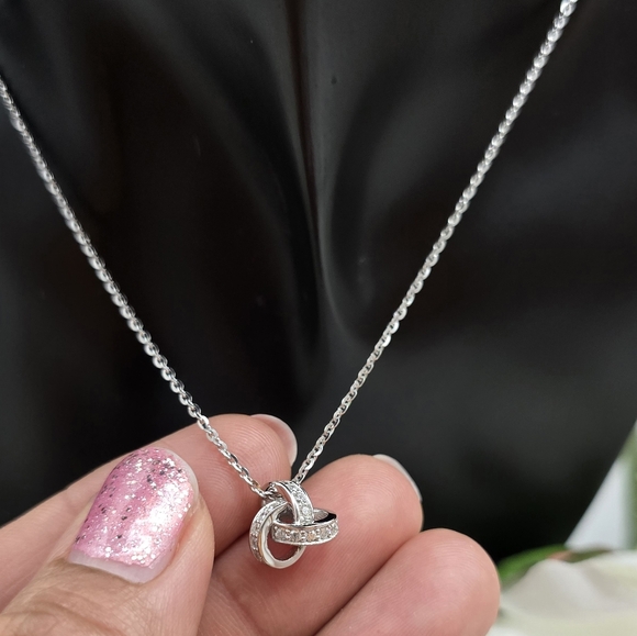 ♥️ LOVE KNOTSTERLING SILVER  NECKLACE - Picture 4 of 5